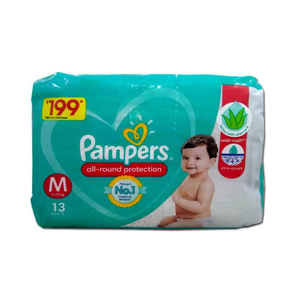 Baby :: Diapering :: Baby Diapers :: Pampers All round Protection Pants  Medium size baby diapers (M) 76 Count Lotion with Aloe Vera & Pampers  Active Baby Taped Diapers Small size diapers (